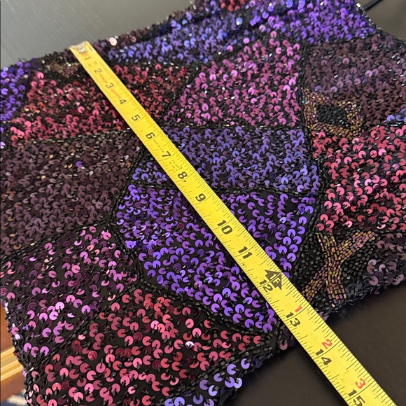 Vintage Black Tie Oleg Cassini Shades of Purple & Black Sequin Mini Dress 4 - Picture 13 of 17